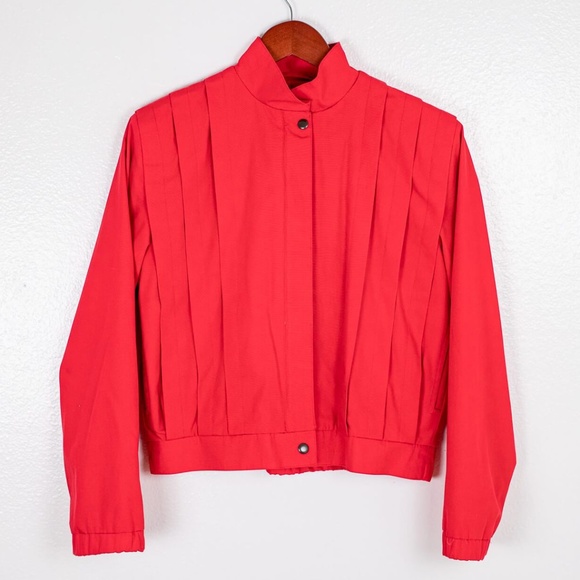 Vintage 90's Red Zip-up Nordstrom Point of View Bomber Coat - Picture 1 of 2